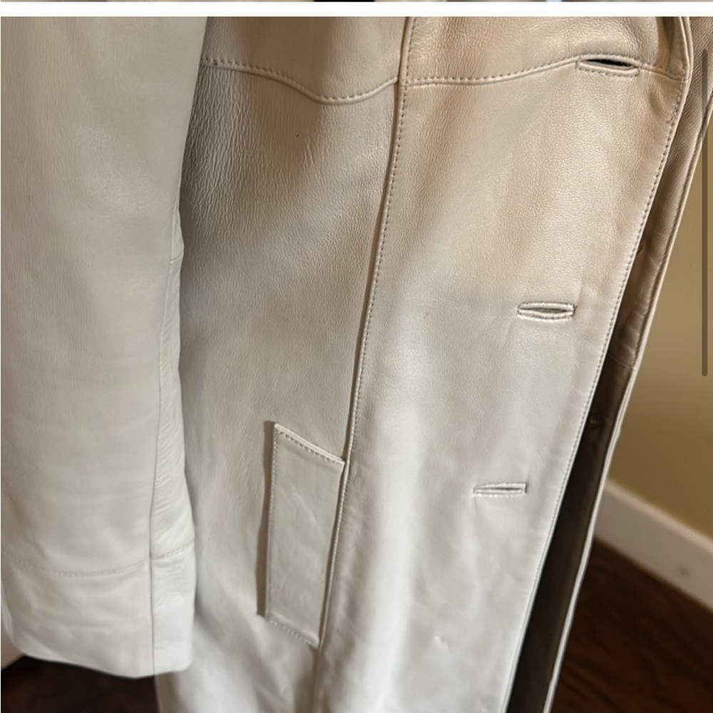 Cream Real Leather full length coat - Picture 6 of 11